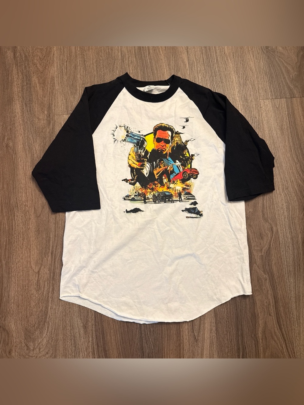 2000s Air Style Arnold Schwarzenegger the last stand movie promo Raglan T-shirt